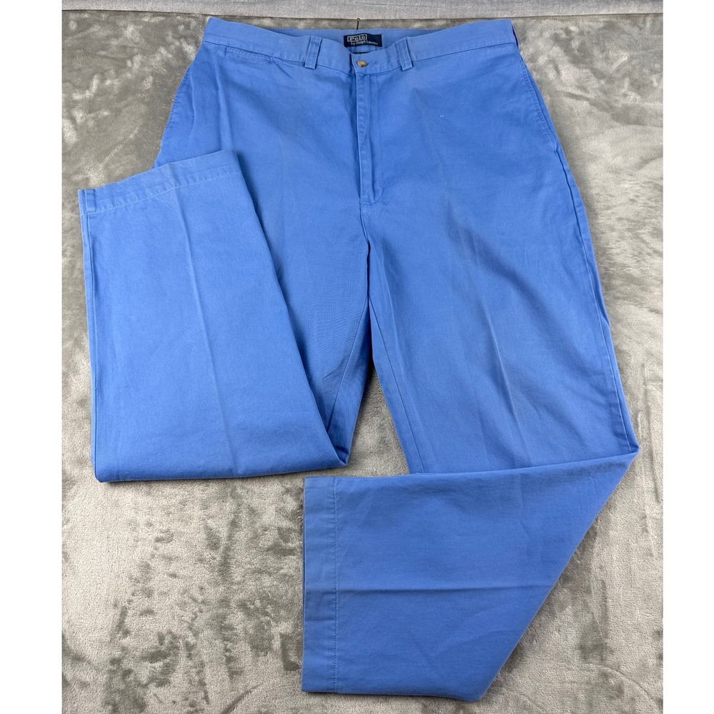 Polo Ralph Lauren Chinos Mens 40/32 Andrew Pant Blue Flat Front EUC